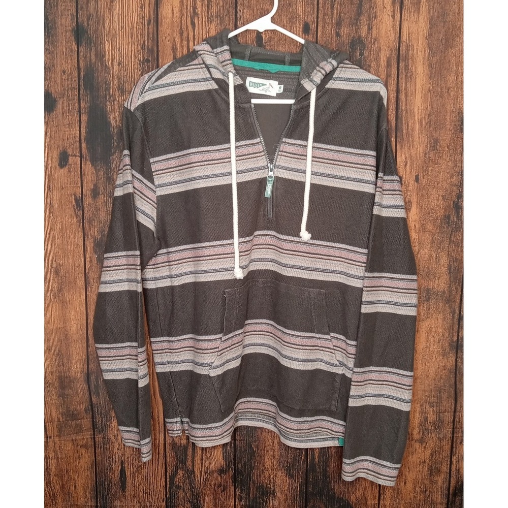 Wellen 1/4 Zip Long Sleeve Hoodie Men s Large‎ Brown